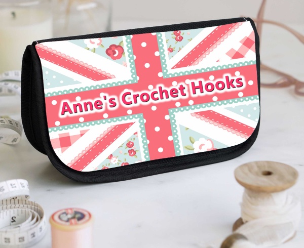 Personalised Crochet Hook Pouch Union Jack Style Design